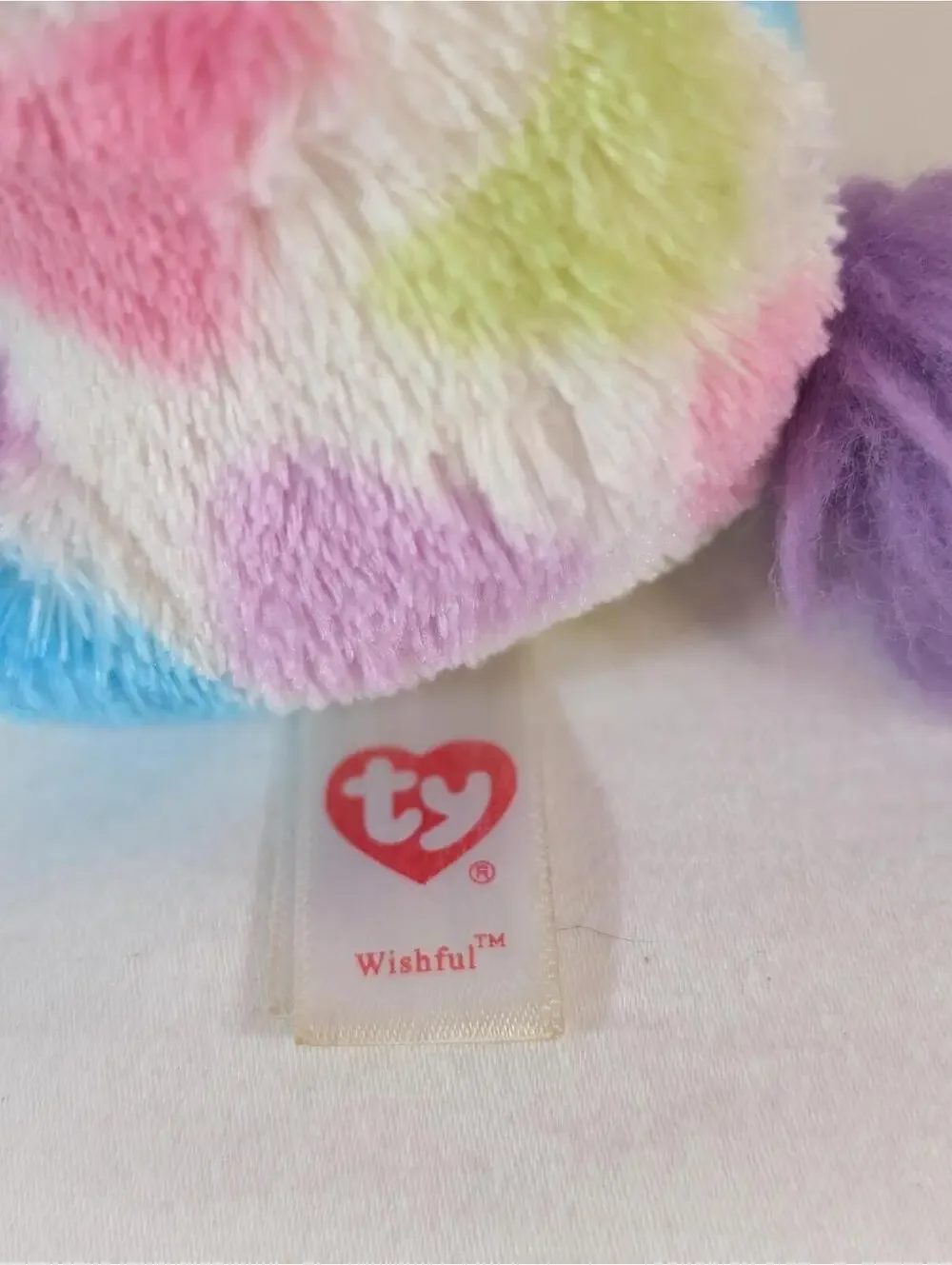 Ty Beanie Boo Plush Unicorn with Large Purple Eyes, Multicolor Spots 2014